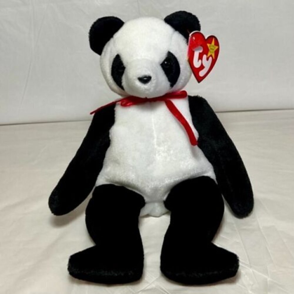 Ty Beanie Baby Original Fortune Panda Bear Retired 1997/1998 Tag‎ Errors Rare